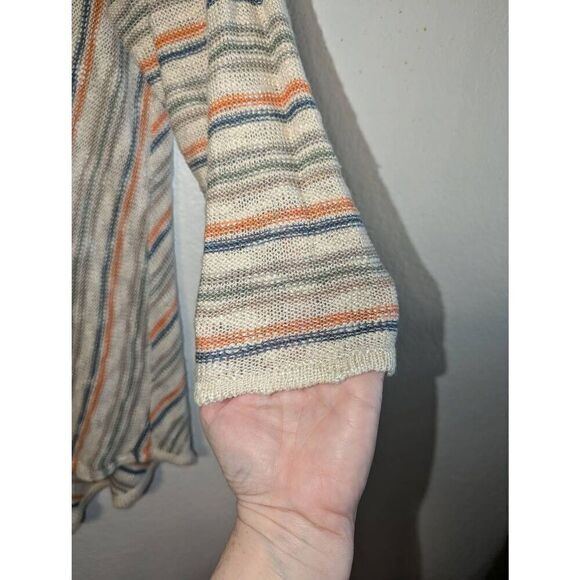 Democracy‎ Sweater Womens L Striped Fall Preppy Momcore Cozy Open Knit Pullover - Picture 8 of 13